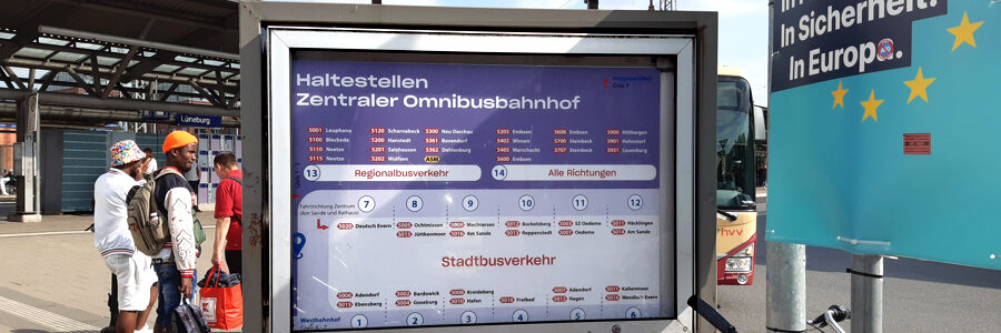 Haltestellenübersicht am ZOB/Bahnhof Lüneburg. Foto: Lüne-Blog.