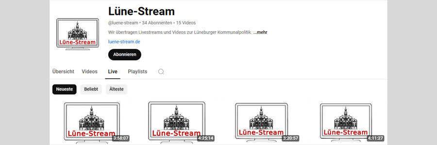 Lüne-Stream bei YouTube: Screenshot.
