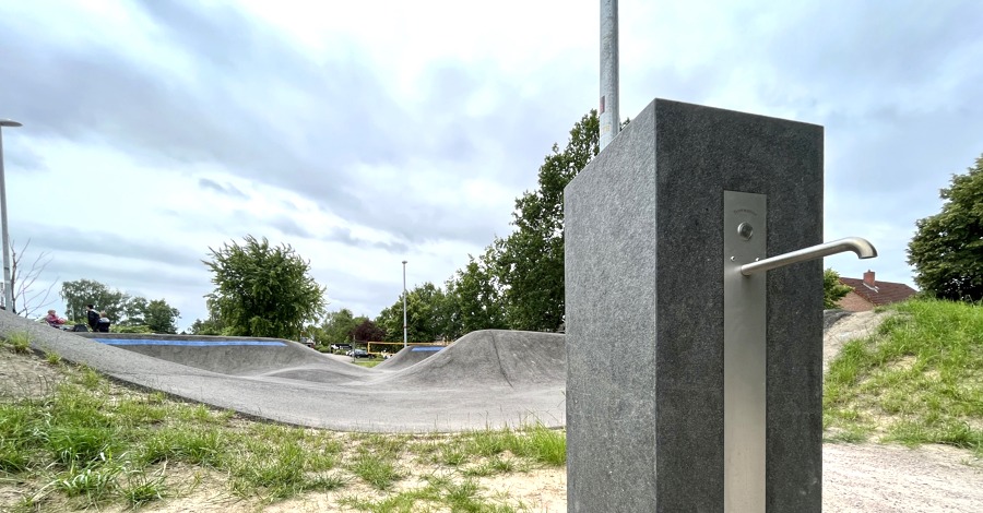 Neuer Trinkwasserspender beim Skatepark. Foto: Hansestadt Lüneburg.