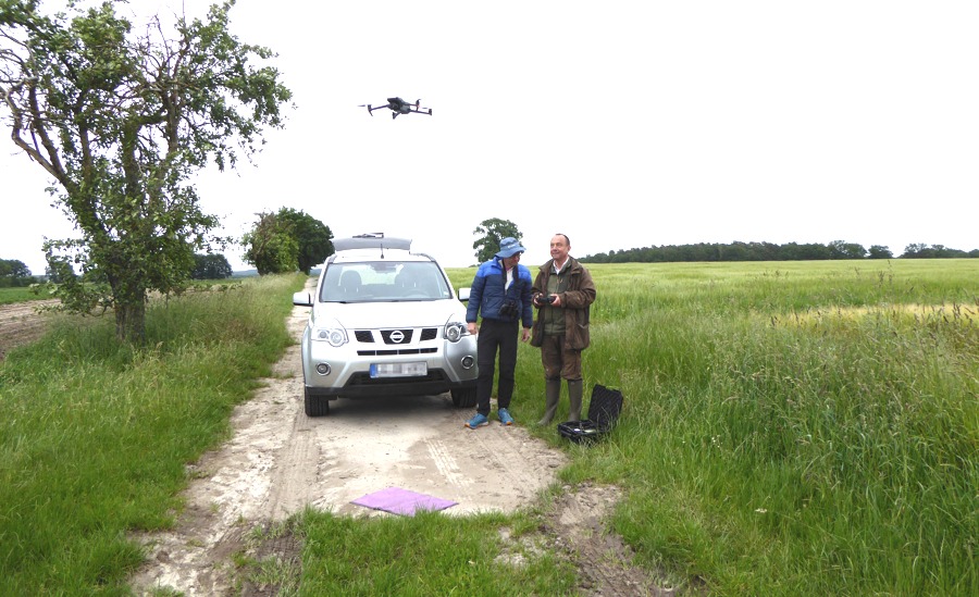 Foto: Anne Rogge. Zur Nestkontrolle setzen die Naturschützer eine infrarotfähige Drohne ein.