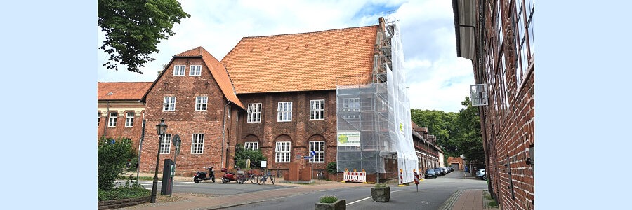 Ratsbücherei Lüneburg: Sanierung des Giebels. Foto: Hansestadt Lüneburg.