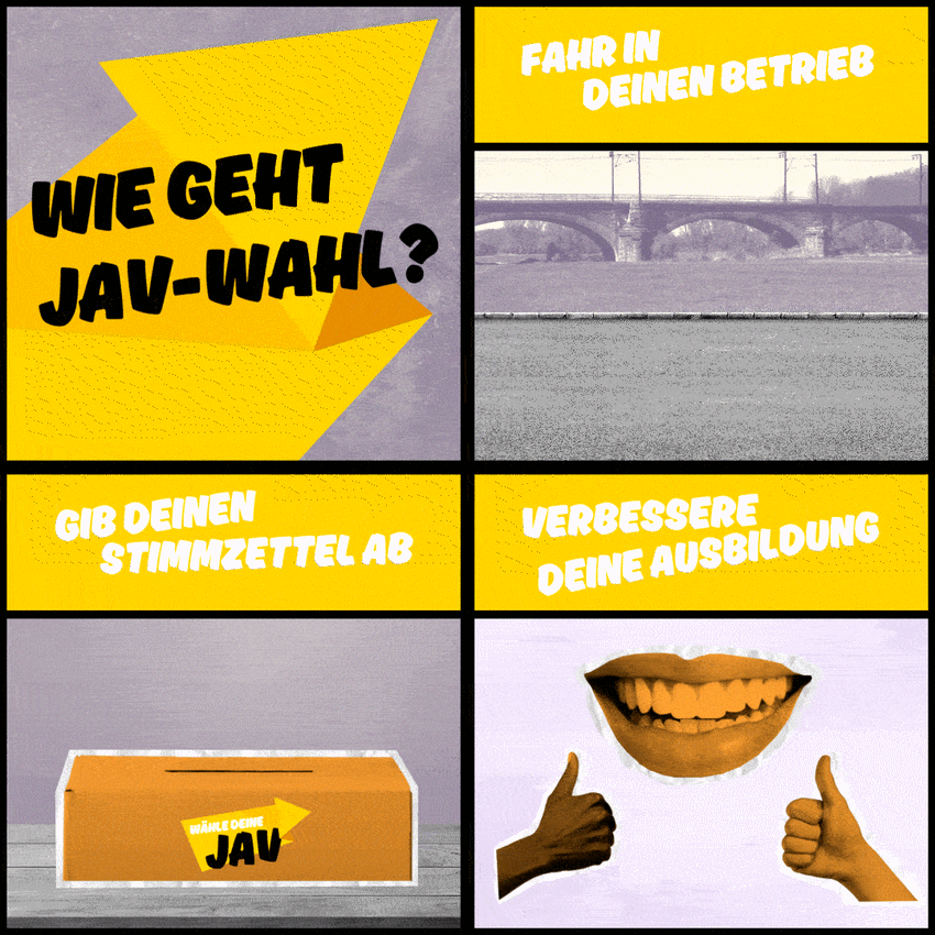 How to JAV-Wahl. Grafik: DGB JAV-Portal (Sticker-Set).