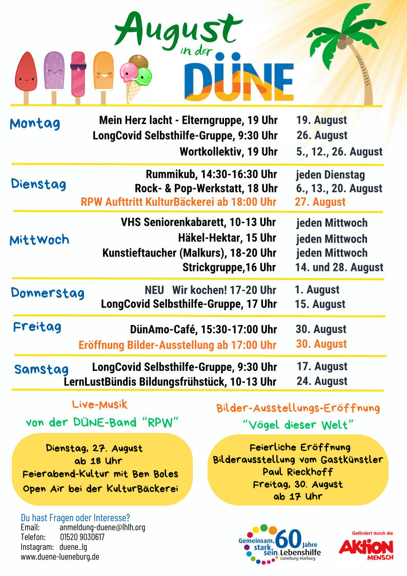 Grafik: DÜNE. Programm August 2024.