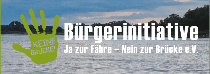 Bürgerinitiative „JA zur Fähre – NEIN zur Brücke“. Header.