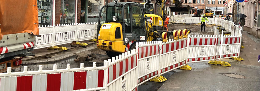 Baustelle Rote Straße. Foto: Hansestadt Lüneburg.