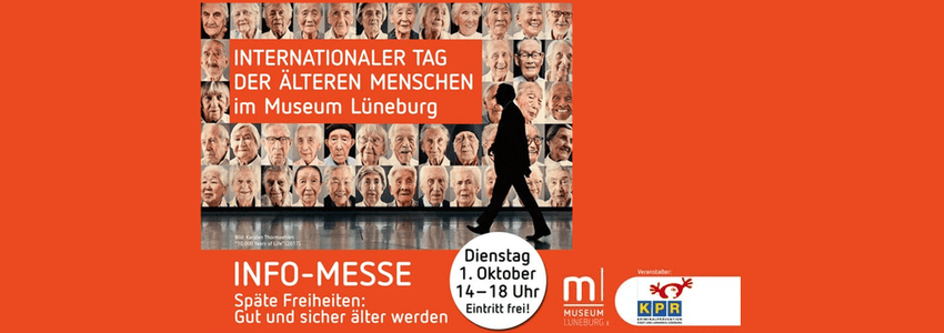 Info-Messe zum Tag der älteren Menschen am 1. Oktober 2024 in Lüneburg. Plakat: Museum Lüneburg.