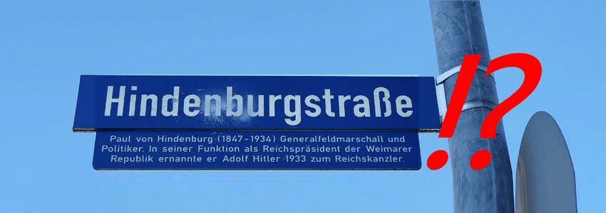 Foto: Foto: Bündnis 90/Die Grünen Lüneburg. Straßenschild Hindenburgstraße.