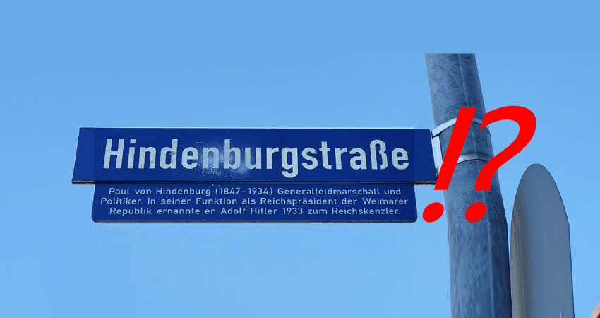 Foto: Foto: Bündnis 90/Die Grünen Lüneburg. Straßenschild Hindenburgstraße.