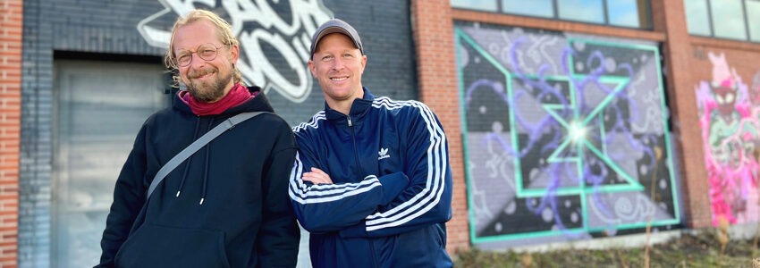 Foto: Hansestadt Lüneburg. Claas Hoffmann und Björn Lindner vom neu gegründeten Graffiti-Verein "each one teach two".