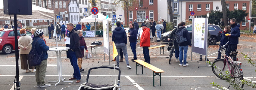 Foto: Lüne-Blog. Marienplatz am 26.10.2024. Vorstellung der Varianten durch die Hansestadt.