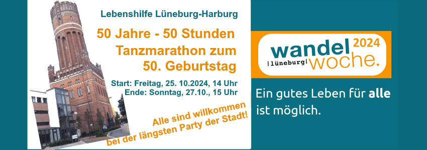 Lebenshilfe: Tanzmarathon Oktober 2024. Sharepic Wandelwoche.