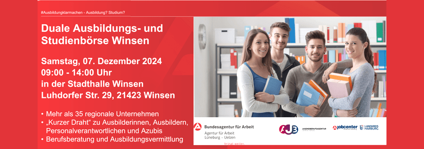 Ausbildungs- und Studienbörse in Winsen, 07.12.2024. Grafik: Bundesagentur für Arbeit - Plakat (angepasst).