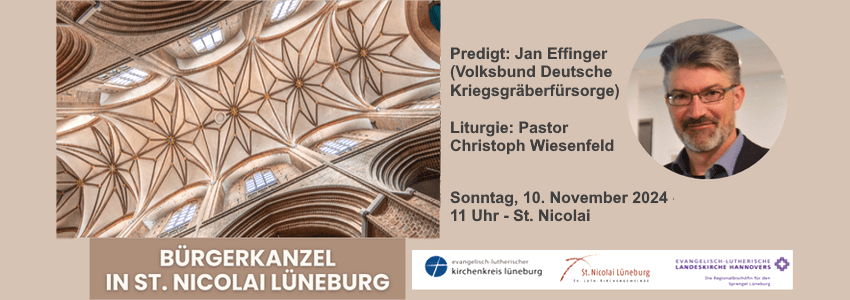 Bürgerkanzel in St. Nicolai am 10. November 2024. Grafik: Plakat.