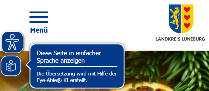 Assistenzsoftware „Eye-Able“: Option Einfache Sprache.