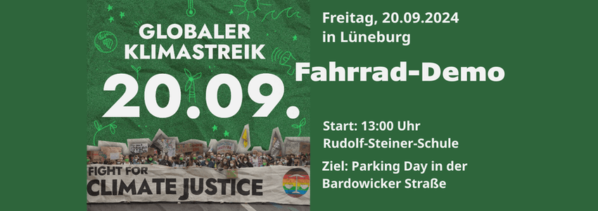 Fridays for Future: Fahrraddemo 20.9.2024. Grafik: Sharepic - angepasst.