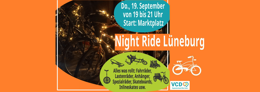 Night Ride Lüneburg, 19.09.2024. Grafik: VCD Elbe-Heide.