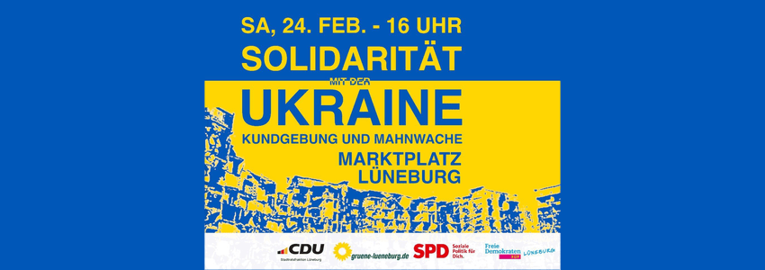 Solidarität mit der Ukraine. Kundgebung und Mahnwache am 24.02.2024. Sharepic.