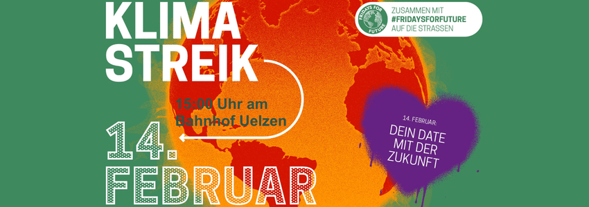 Aufruf zum Klimastreik in Uelzen am 14. Februar 2025. Plakat: Together for Future e.V.