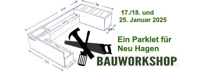 Bauskizze: Parklet für Neu Hagen. Grafik: Studierenden-Initiative.