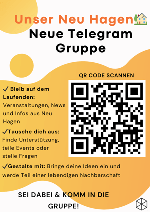 Einladung zur Telegram-Gruppe Neu Hagen. Grafik: Sharepic.