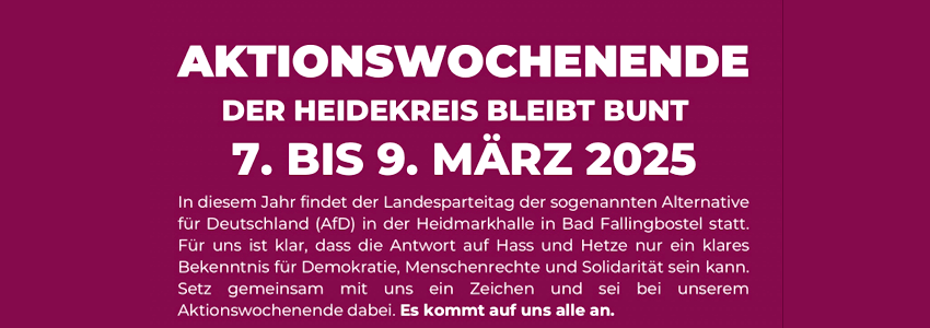 Bündnis Solidarischer Heidekreis, 7.-9. März 2025. Grafik; Flyer.