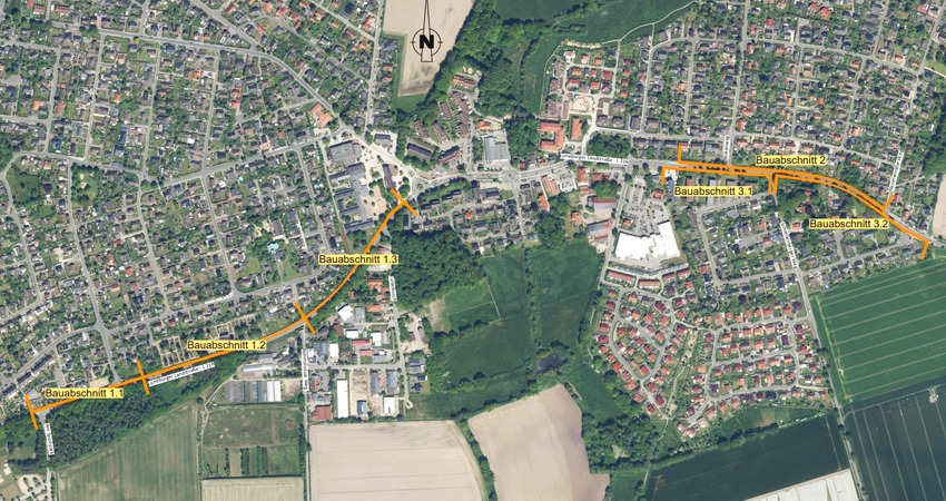 Baustellenabschnitte Ausbau Geh- und Radwege. Foto/Grafik: Gemeinde Reppenstedt.