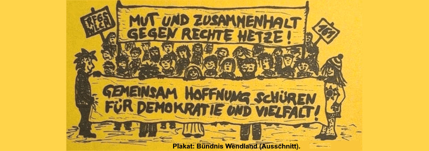 Demo gegen Rechts. Grafik: Plakat zur Demonstration am 8. Februar 2025 in Dannenberg (Ausschnitt).