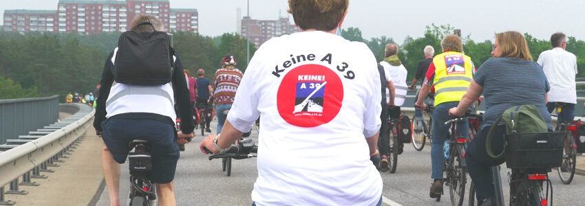 Aktion gegen A39 per Fahrrad am 06.06.2021. Foto: KlimaKollektiv Lüneburg.