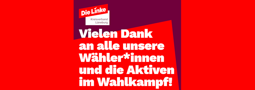 Dank an Wähler*innen. Grafik: Sharepic, Linke Lüneburg.