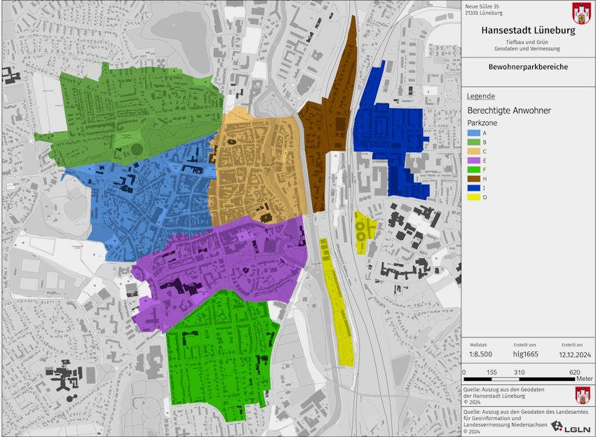 Neue Bereiche beim Bewohnerparken. Karte/Grafik: Hansestadt Lüneburg.