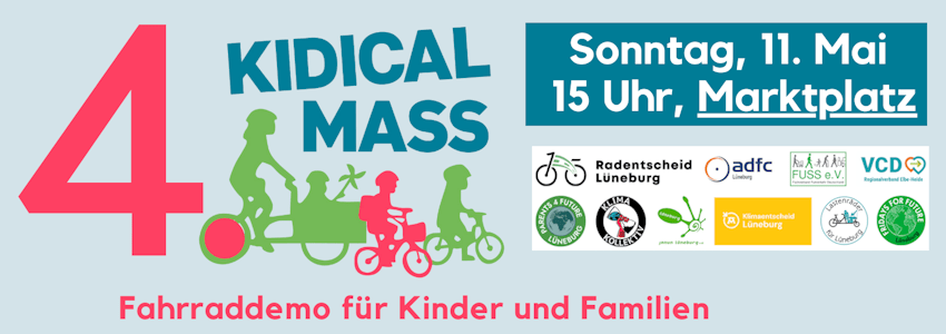 Kidical Mass am Sonntag, 11. Mai 2025. Grafik: Sharepic (angepasst).
