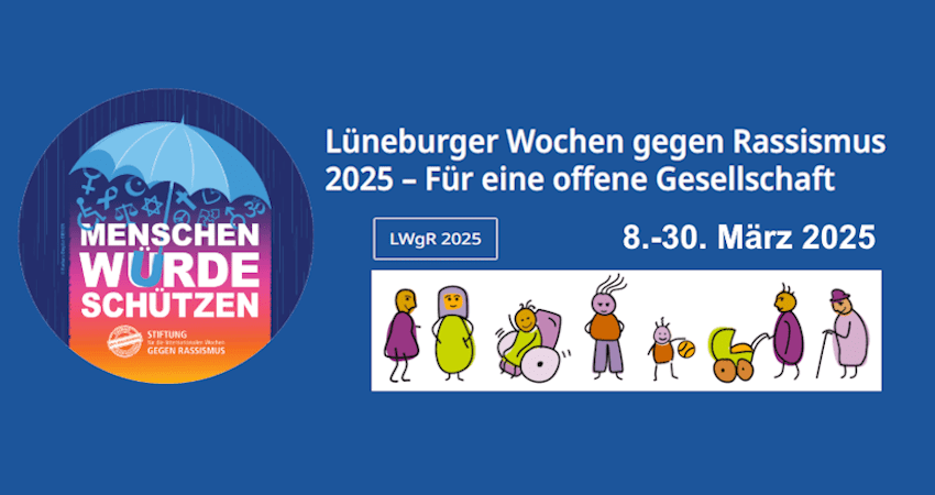 Grafik: Banner Lüneburger Wochen gegen Rassismus (angepasst)