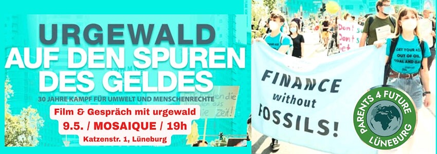 Urgewald. Filmvorführung am 9. Mai 2025. Grafik: Parents for Future (Sharepic).