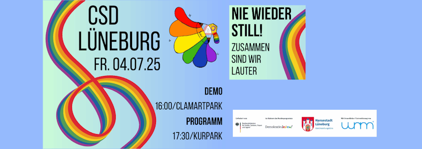 CSD Lüneburg, 4. Juli 2025. Grafik: Plakat (angepasst).