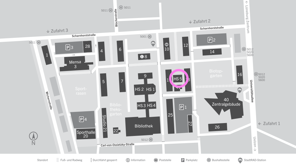 Lageplan Hörsaal 5. Grafik: Leuphana Universität.