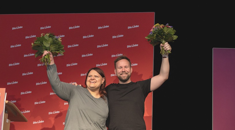 Im Juni 2025 wurde Thorben Peters wieder in den Landesvorsitz der Linken Niedersachsen gewählt. Foto: Die Linke, Lüneburg.