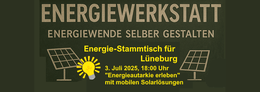 moktwi: Monatlicher Energie-Stammtisch am 3. Juli 2025. Grafik: Sharepic.