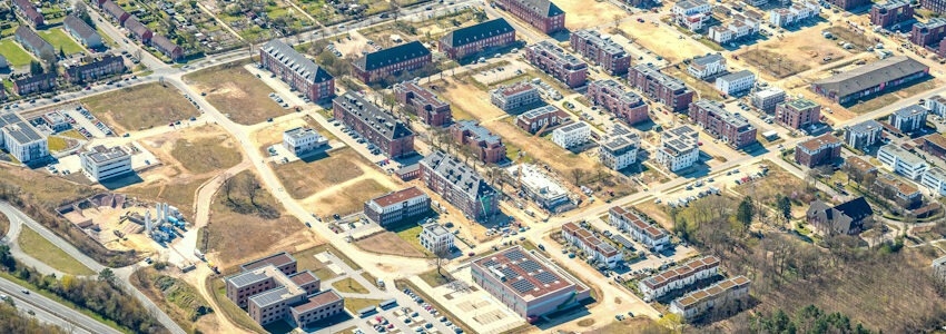 Pressefoto Hansestadt Lüneburg. Luftbild Hanseviertel-Ost. Quelle: Falcon Crest Air für SHI GmbH.