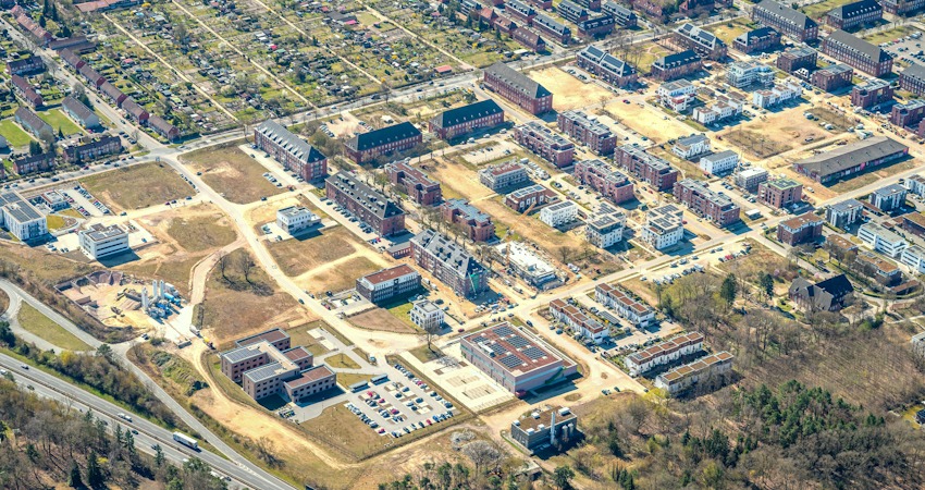 Pressefoto Hansestadt Lüneburg. Luftbild Hanseviertel-Ost. Quelle: Falcon Crest Air für SHI GmbH.