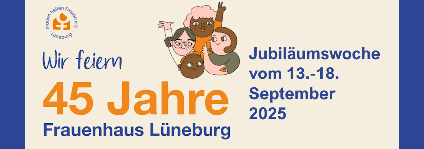 Frauenhaus Lüneburg: Jubiläumswoche 09/2025. Grafik: Flyer.