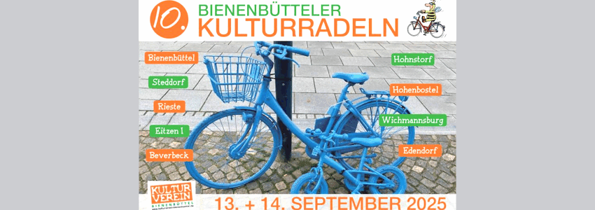 Kulturradeln Bienenbüttel - 13.14. September 2025. Grafik: Plakat, Kulturverein Bienenbüttel.