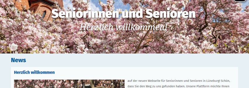 Grafik: Internetseite des Seniorenbeirats Lüneburg - Screenshot 21.08.2025.