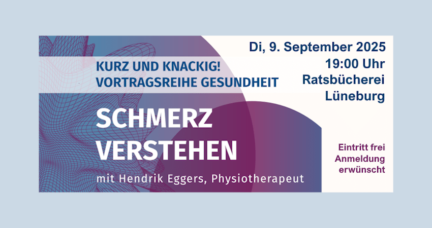 Vortragsreihe Gesundheit, 09.09.2025. Grafik: Flyer Ratsbücherei Lüneburg (angepasst).
