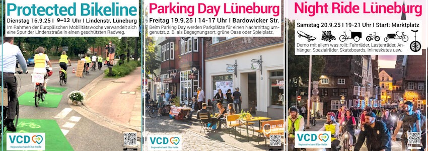 VCD Elbe-Heide: Beiträge zur Europäischen Mobilitätswoche 2025. Grafik: Sharepic.