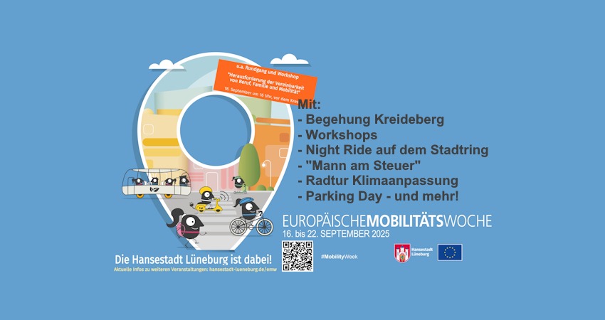 Europäische Mobilitätswoche 2025. Grafik: Plakat Hansestadt Lüneburg (angepasst).