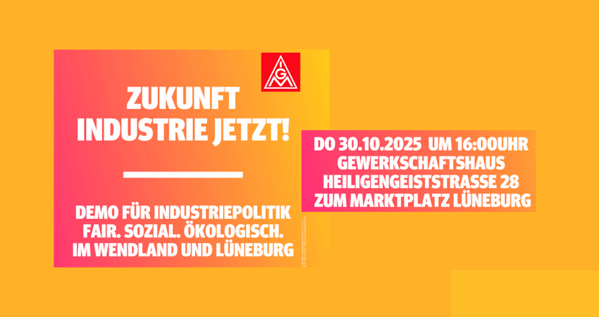 Plakat IG Metall (angepasst) Aufruf zur Demo am 30.10.2025.