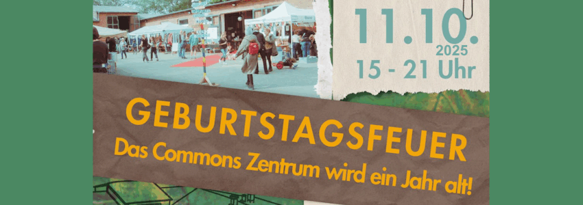 Commonszentrum: Geburtstagsfeier am 11.10.2025 - Grafik: Sharepic (angepasst).