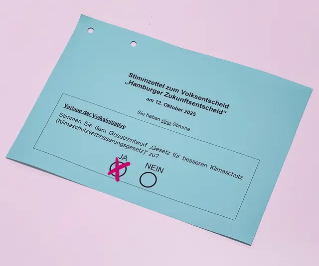 Foto: Hamburg Klimaneutral e.V. Stimmzettel für den Volksentscheid.