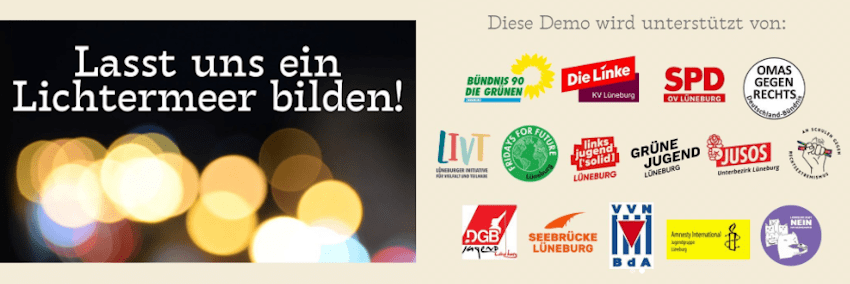 Grafik: Sharepic (angepasst). Die Stadtbild-Demo am 29.10.2025 in Lüneburg wird unterstützt von einem breiten Bündnis an Parteien und Initiativen.
