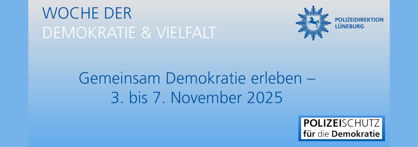 Woche der Demokratie und Vielfalt 2025. Grafik: Polizeidirektion Lüneburg (angepasst).